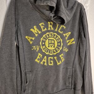 American Eagle Outfitters Charcoal Hoodie with Yellow Accents